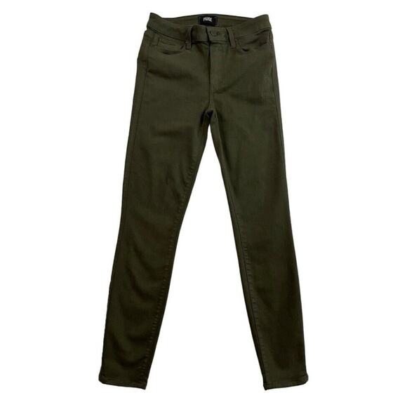 PAIGE Hoxton Ankle Pants Size 27 Green Chive Luxe Coating Slim Fit Stretch - Picture 1 of 14